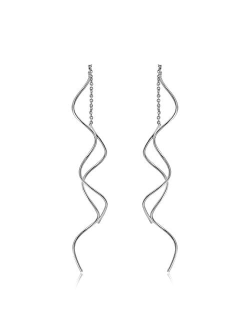 Acefeel Fresh Style Exquisite Threader Dangle Earrings Curve Twist Shape for Women's Gift E158