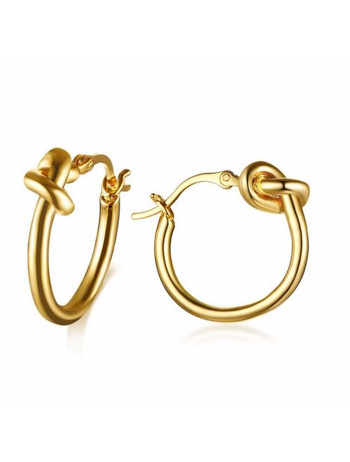 Mengpa Stainless Steel Women's Hoop Earrings In Gold Silver Black