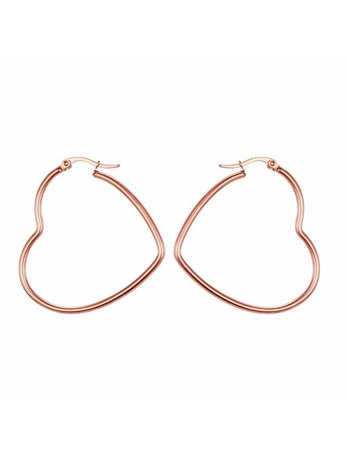 Mengpa Stainless Steel Women's Hoop Earrings In Gold Silver Black