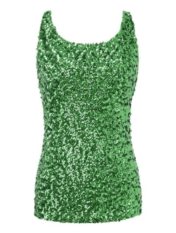 Women's Shimmer Glam Sequin Embellished Sparkle Tank Top Vest Tops