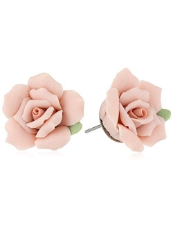 Classic Porcelain Rose Post Stud Earrings