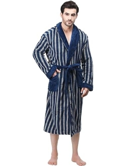 NY Threads Luxurious Men's Shawl Collar Fleece Bathrobe Spa Robe