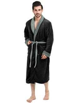 NY Threads Luxurious Men's Shawl Collar Fleece Bathrobe Spa Robe