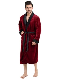 NY Threads Luxurious Men's Shawl Collar Fleece Bathrobe Spa Robe