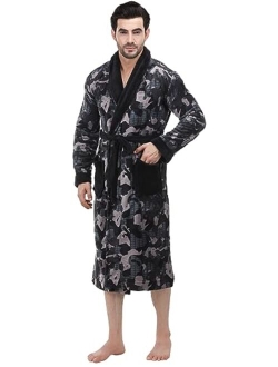 NY Threads Luxurious Men's Shawl Collar Fleece Bathrobe Spa Robe