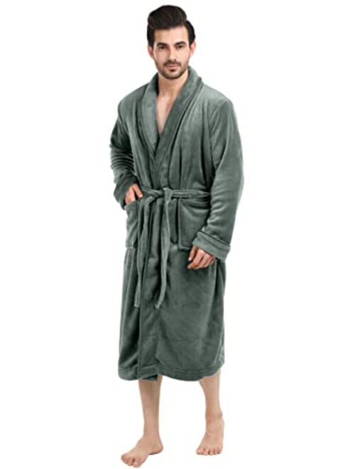 NY Threads Luxurious Men's Shawl Collar Fleece Bathrobe Spa Robe