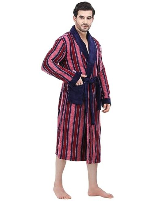 NY Threads Luxurious Men's Shawl Collar Fleece Bathrobe Spa Robe