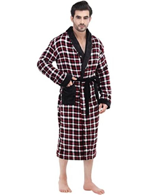 NY Threads Luxurious Men's Shawl Collar Fleece Bathrobe Spa Robe