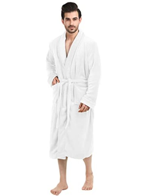 NY Threads Luxurious Men's Shawl Collar Fleece Bathrobe Spa Robe