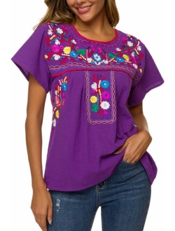 YZXDORWJ Women's Embroidered Mexican Peasant Blouse