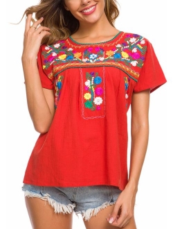 YZXDORWJ Women's Embroidered Mexican Peasant Blouse