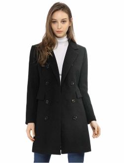 Women's Winter Coat Elegant Notched Lapel Double Breasted Trench Coat