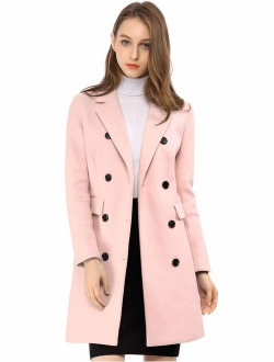 Women's Winter Coat Elegant Notched Lapel Double Breasted Trench Coat