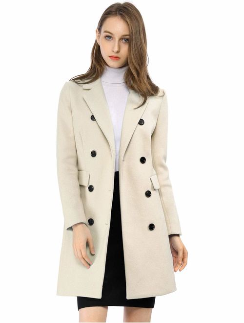 Buy Allegra K Women's Winter Coat Elegant Notched Lapel Double Breasted ...