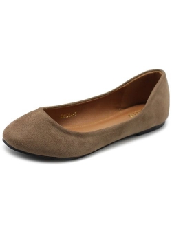 Ollio Womens Shoe Ballet Light Faux Suede Low Heels Flat