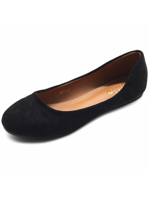 Ollio Womens Shoe Ballet Light Faux Suede Low Heels Flat