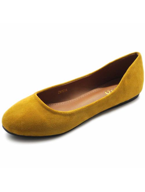 Ollio Womens Shoe Ballet Light Faux Suede Low Heels Flat