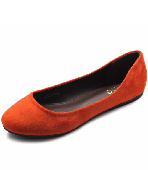 Ollio Womens Shoe Ballet Light Faux Suede Low Heels Flat