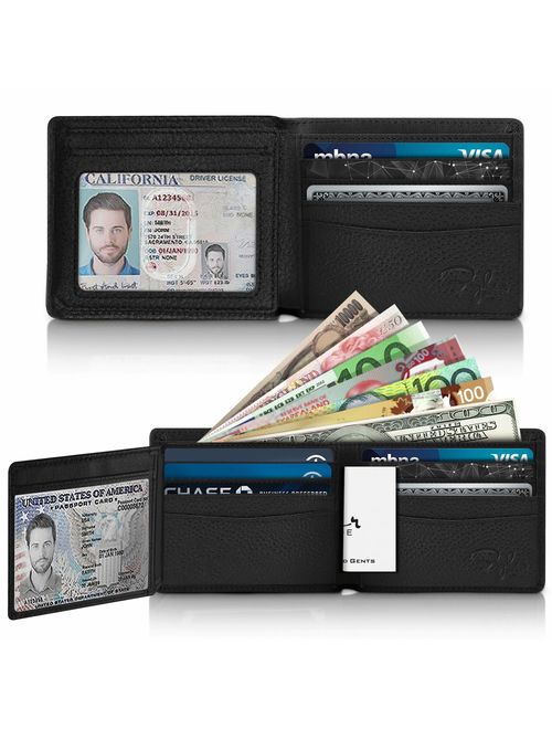 2 ID Window RFID Wallet for Men, Bifold Side Flip, Extra Capacity Travel Wallet