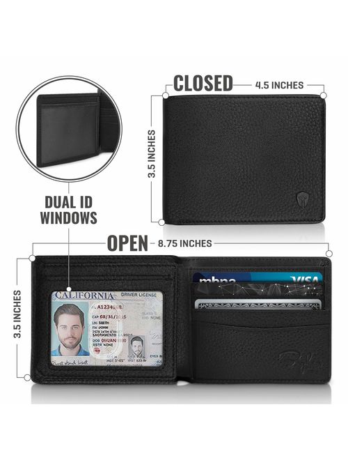 2 ID Window RFID Wallet for Men, Bifold Side Flip, Extra Capacity Travel Wallet