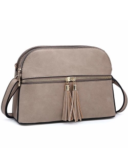 Women Tassel Zipper Pocket Crossbody Bag Shoulder Purse Fashion Travel Bag with Multi Pockets