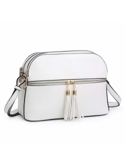 Women Tassel Zipper Pocket Crossbody Bag Shoulder Purse Fashion Travel Bag with Multi Pockets