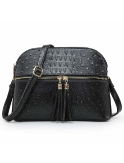 Women Tassel Zipper Pocket Crossbody Bag Shoulder Purse Fashion Travel Bag with Multi Pockets