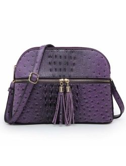 Women Tassel Zipper Pocket Crossbody Bag Shoulder Purse Fashion Travel Bag with Multi Pockets