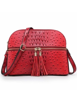 Women Tassel Zipper Pocket Crossbody Bag Shoulder Purse Fashion Travel Bag with Multi Pockets