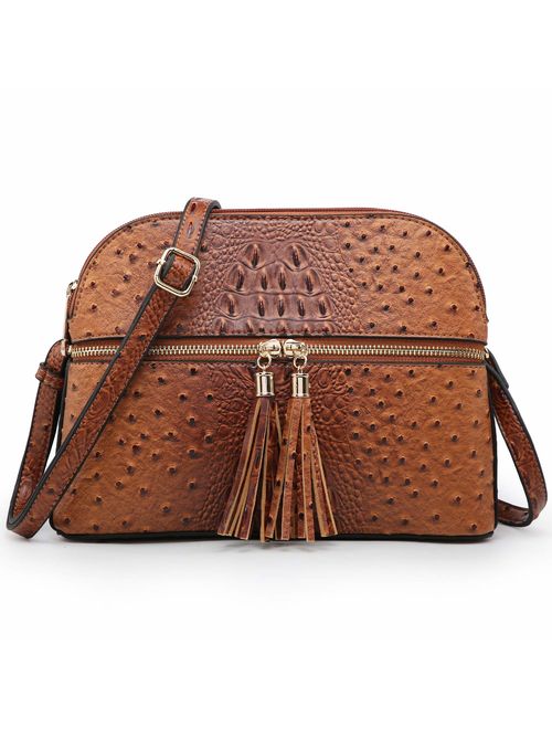 Dasein Women Tassel Zipper Pocket Crossbody Bag Shoulder Purse Fashion Travel Bag with Multi Pockets