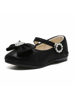 ANGEL-22 Mary Jane Front Bow Heart Rhinestone Buckle Ballerina Flat