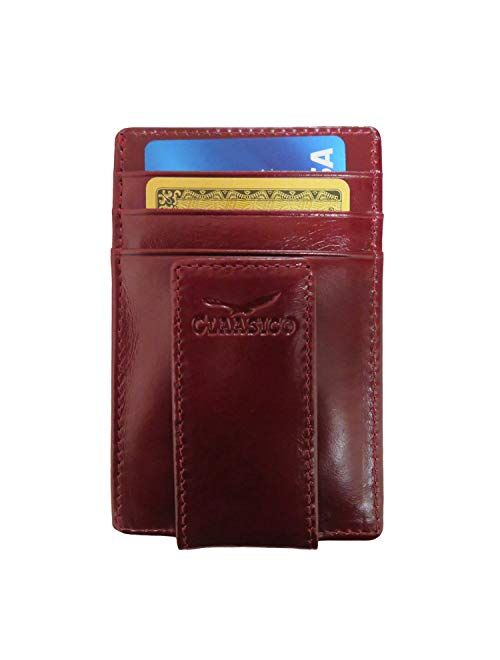 Money Clip Leather Wallet For Men Slim Front Pocket RFID Blocking with Super Strong Magnetic