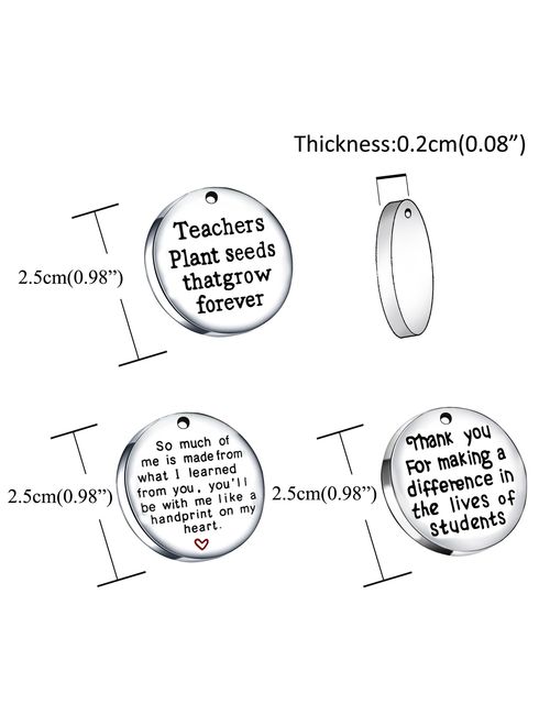 lauhonmin Teacher Appreciation Gifts Expendable Inspirational Bangle Bracelet Set Stainless Steel 3PCS