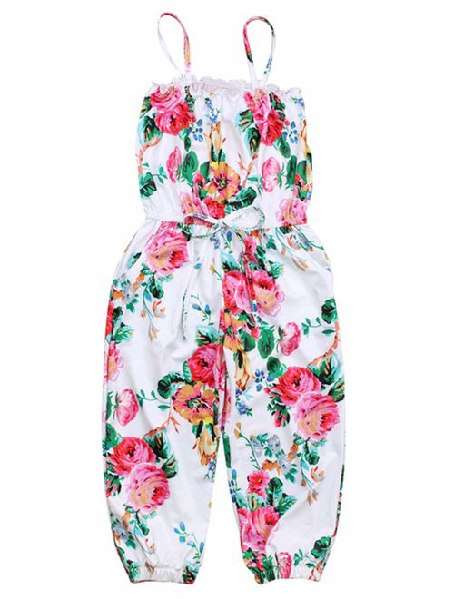 Toddler Little Girls One-Pieces Floral Corset Romper Jumpsuit Harem Pants Overalls