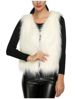 Tanming Women's Fashion Autumn and Winter Warm Short Faux Fur Vests