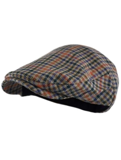 Wonderful Fashion Men's Classic Herringbone Tweed Wool Blend Newsboy Ivy Hat (Large/X-Large, Charcoal)