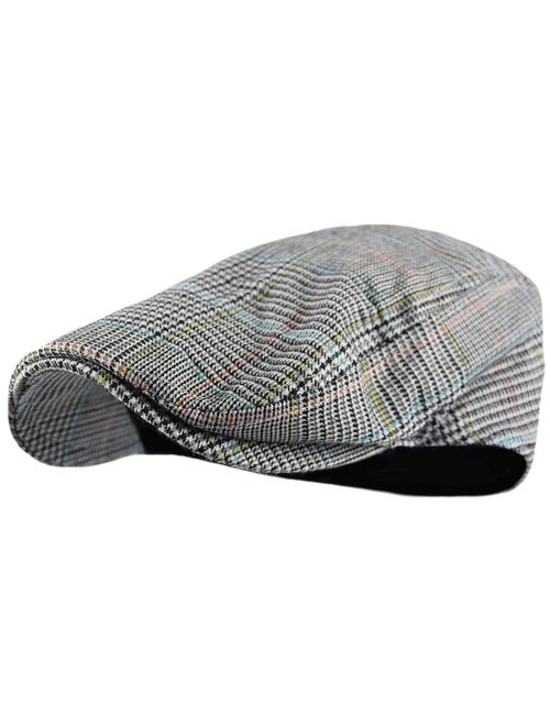 Wonderful Fashion Men's Classic Herringbone Tweed Wool Blend Newsboy Ivy Hat (Large/X-Large, Charcoal)