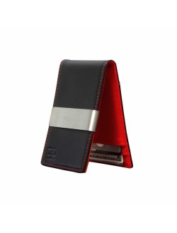 F&H Minimalist Slim Leather Wallet Money Clip Holds 8 Cards