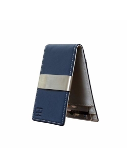 F&H Minimalist Slim Leather Wallet Money Clip Holds 8 Cards