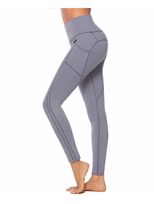 OVESPORT Women's Yoga Pants with Pockets High Waist Active Workout Leggings for Running Sports Fitness Gym