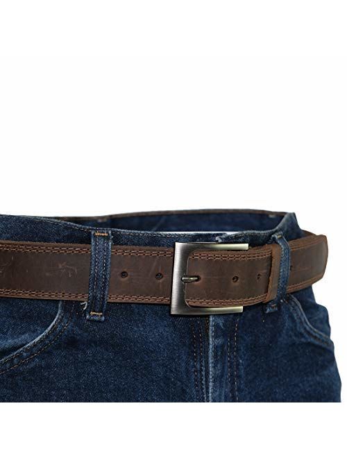 Men's Two Row Stitch Leather Belt Handmade by Hide & Drink Includes 101 Year Warranty :: Bourbon Brown