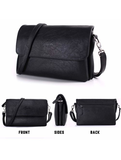 Crossbody Bags for Women, Purses and Handbags PU Leather Flap Shoulder Bag Satchel with 2 Adjustable Strap and Multi Pockets