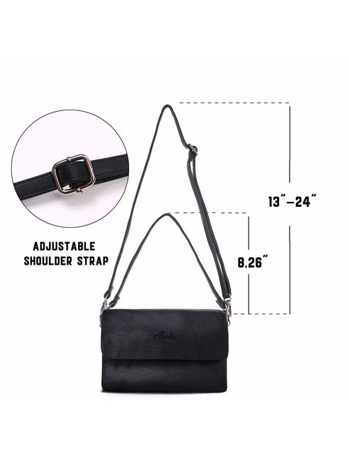 Crossbody Bags for Women, Purses and Handbags PU Leather Flap Shoulder Bag Satchel with 2 Adjustable Strap and Multi Pockets