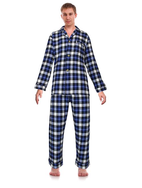 RK Classical Sleepwear Men's 100% Cotton Flannel Pajama Set