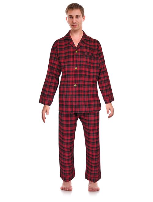 RK Classical Sleepwear Men's 100% Cotton Flannel Pajama Set