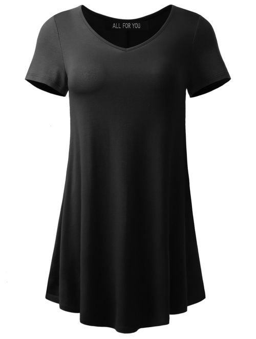 AMORE ALLFY Women's Round and V-Neck Flare Tunic Made in USA