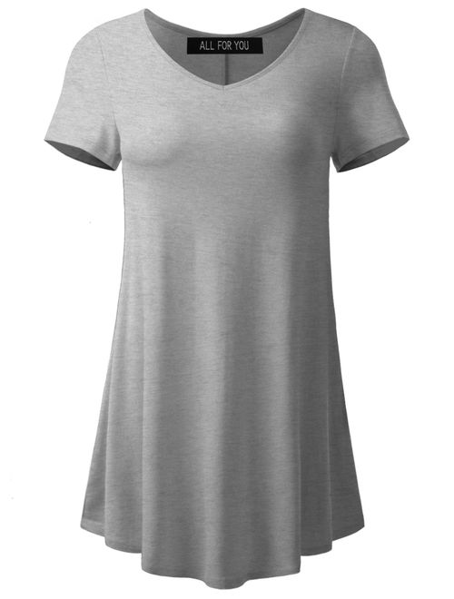 AMORE ALLFY Women's Round and V-Neck Flare Tunic Made in USA