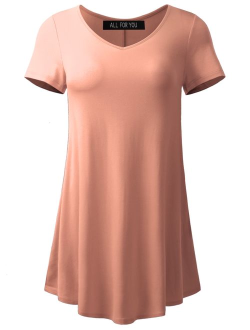 AMORE ALLFY Women's Round and V-Neck Flare Tunic Made in USA