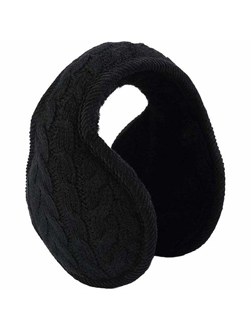 SamiTime Unisex Warm Knit Winter Earmuffs Outdoor Ear Warmer for Women,Foldable Ear Muffs Earflap,Adjustable Wrap