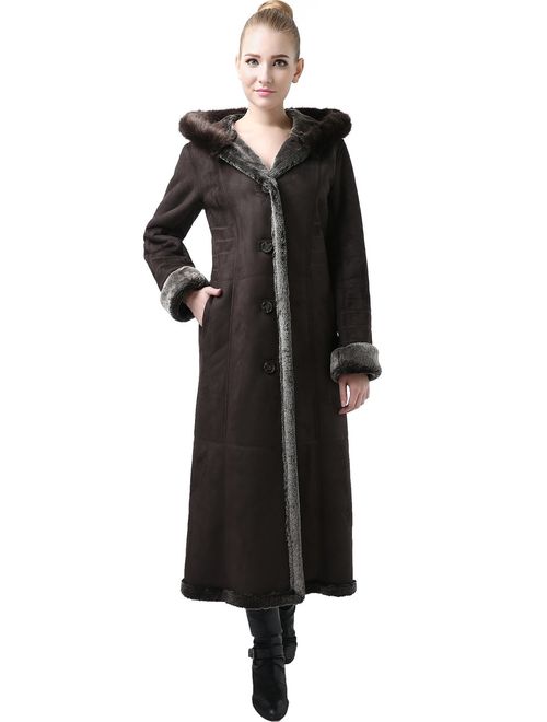 BGSD Women's Pauline Hooded Faux Shearling Maxi Walking Coat